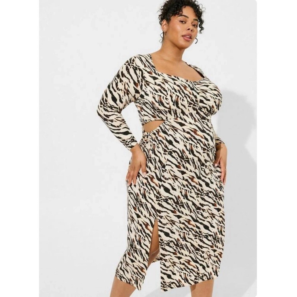 Torrid Maxi Studio Knit Dress Size 4X Long Sleeve Zebra Print Size 4 4X